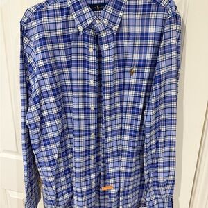 Ralph Lauren Men's Blue and White Plaid Shirt